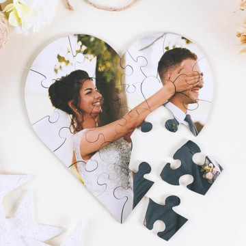 Puzzle cuore foto in legno