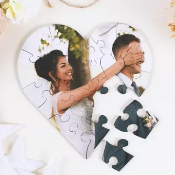Puzzle cuore foto in legno
