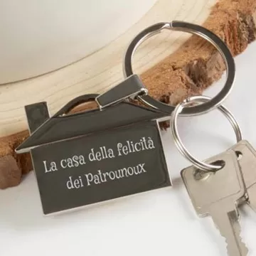 Portachiavi casa inciso