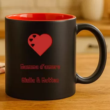 Tazza nera incisa rossa