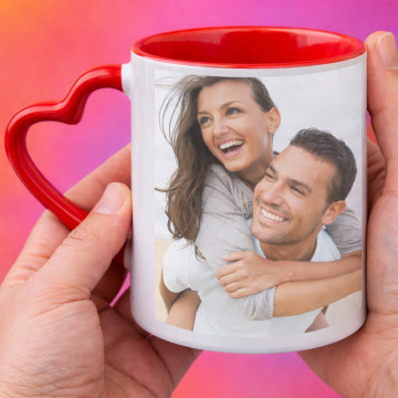 Tazza cuore rossa con foto