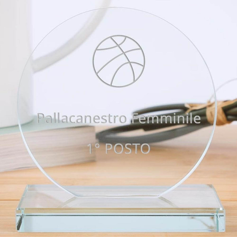 Cornice vetro rotonda incisa
