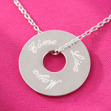 Collana disco argento inciso