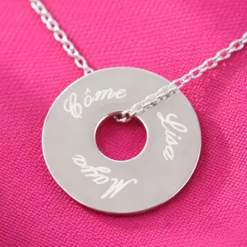 Collana disco argento inciso