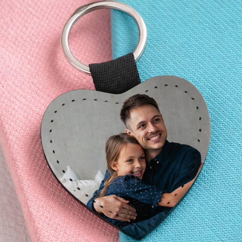 Portachiavi cuore in pelle con foto