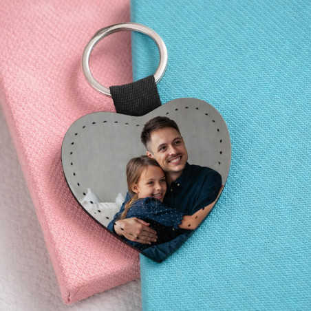 Portachiavi cuore in pelle con foto