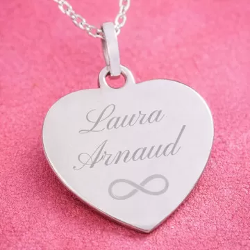 Collana cuore in argento inciso