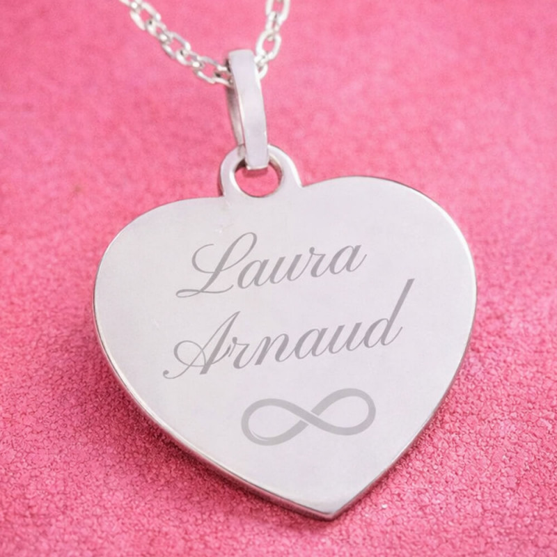 Collana cuore in argento inciso