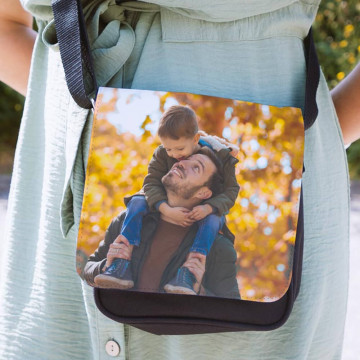 Borsa a tracolla nera con foto