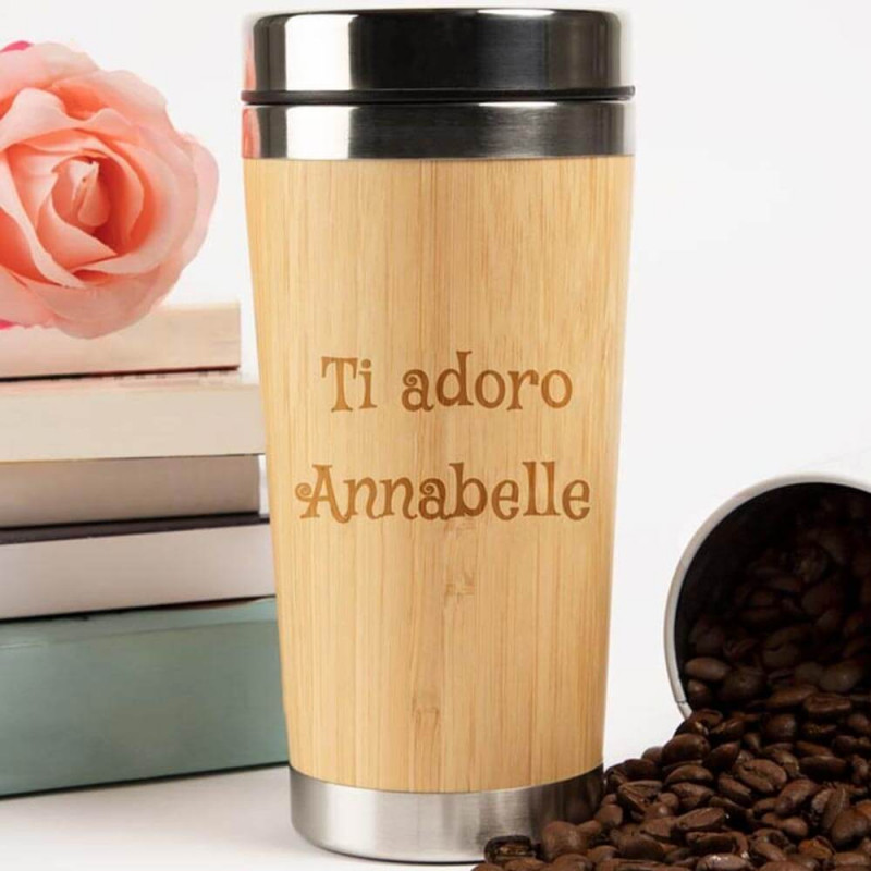 Tazza termica in bambù personalizzata