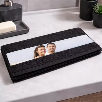 Asciugamano ospite nero con foto