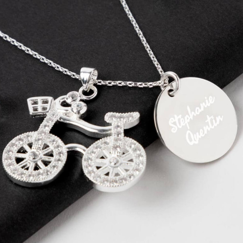 Collana bicicletta personalizzata in argento
