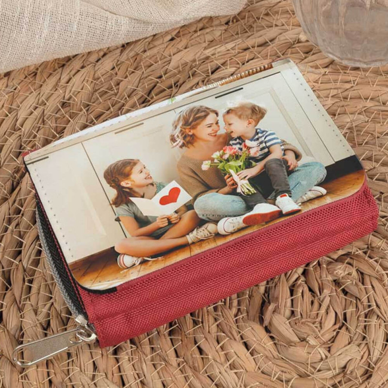 Portafoglio rosso personalizzato con foto