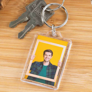 Portachiavi rettangolare personalizzato con 2 foto