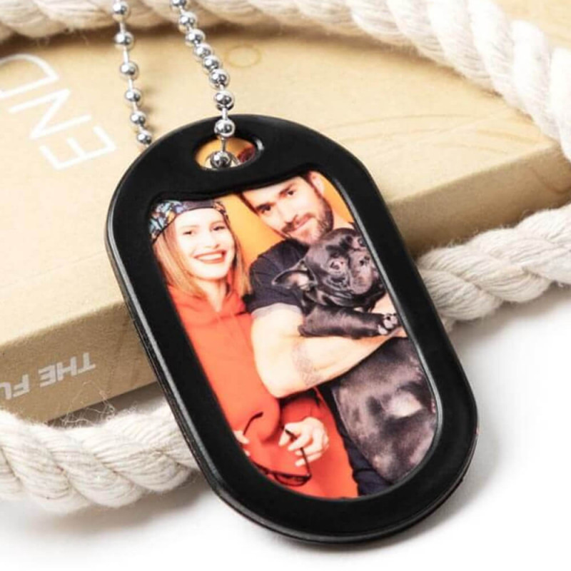 Dog Tag nero personalizzato con foto