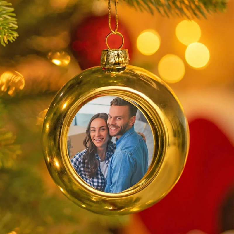 Pallina di Natale dorata personalizzata con foto