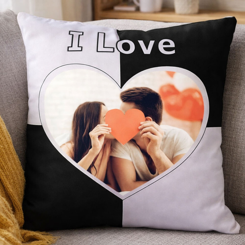 Cuscino I Love nero personalizzato