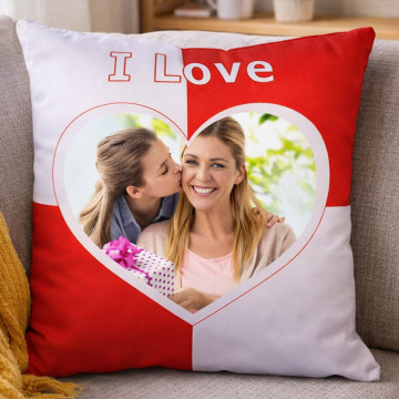 Cuscino I Love rosso personalizzato