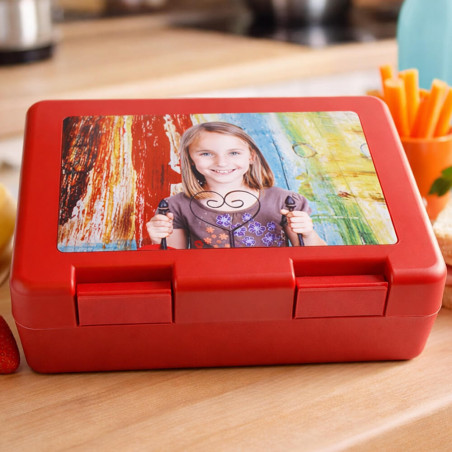 Porta merenda rosso personalizzato con foto