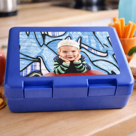 Porta merenda blu personalizzato con foto