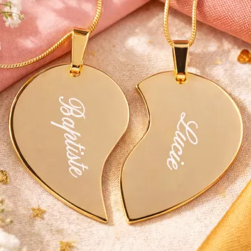Collana cuore divisibile dorata personalizzata