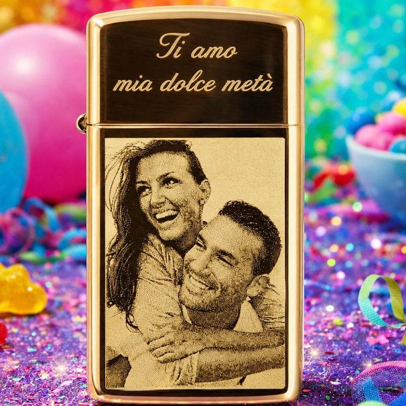 Accendino Zippo Slim ottone inciso personalizzato