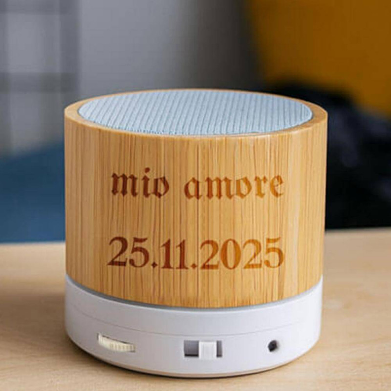 Speaker Bluetooth inciso in bambù