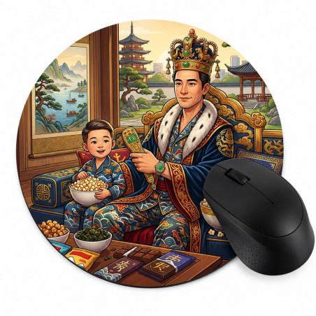 Tappetino per mouse rotondo personalizzato “papà re del divano”