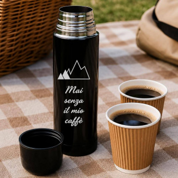 Thermos nero personalizzato inciso