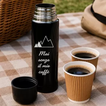 Thermos nero personalizzato inciso
