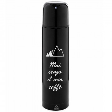 Thermos nero in acciaio inox personalizzato con incisione laser