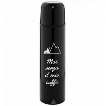 Thermos nero in acciaio inox personalizzato con incisione laser
