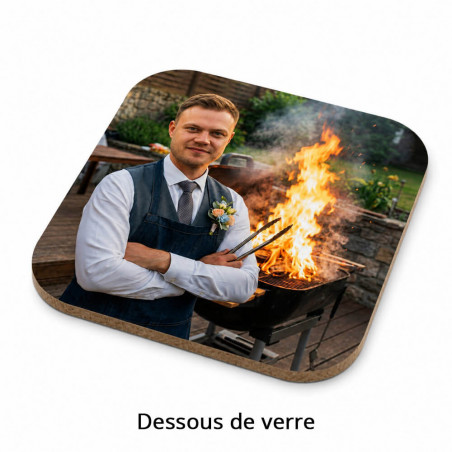 Sottobicchiere quadrato “papà re del barbecue”