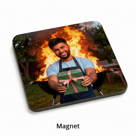 Magnete quadrato personalizzato “papà re del barbecue”