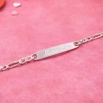 Bracciale Figaro inciso argentato