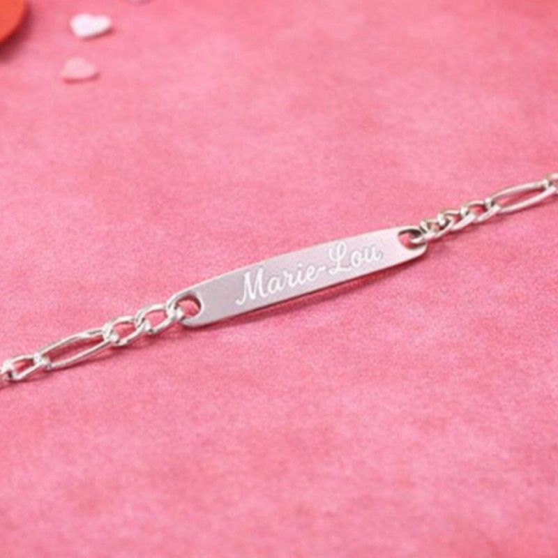 Bracciale Figaro inciso argentato