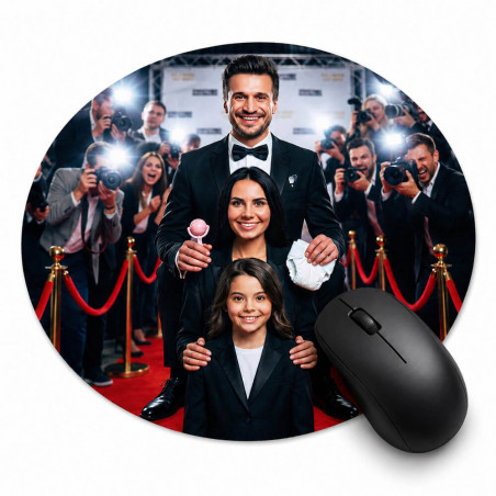 Tappetino per mouse rotondo personalizzato “Papà Star Hollywood”