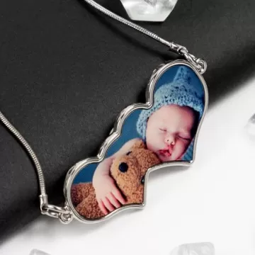 Collana doppio cuore con foto