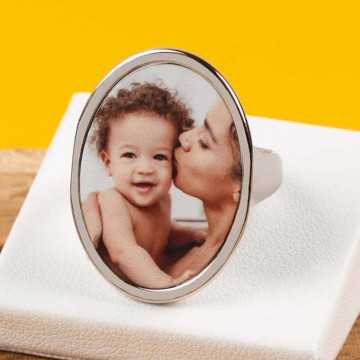 Anello ovale personalizzato con foto