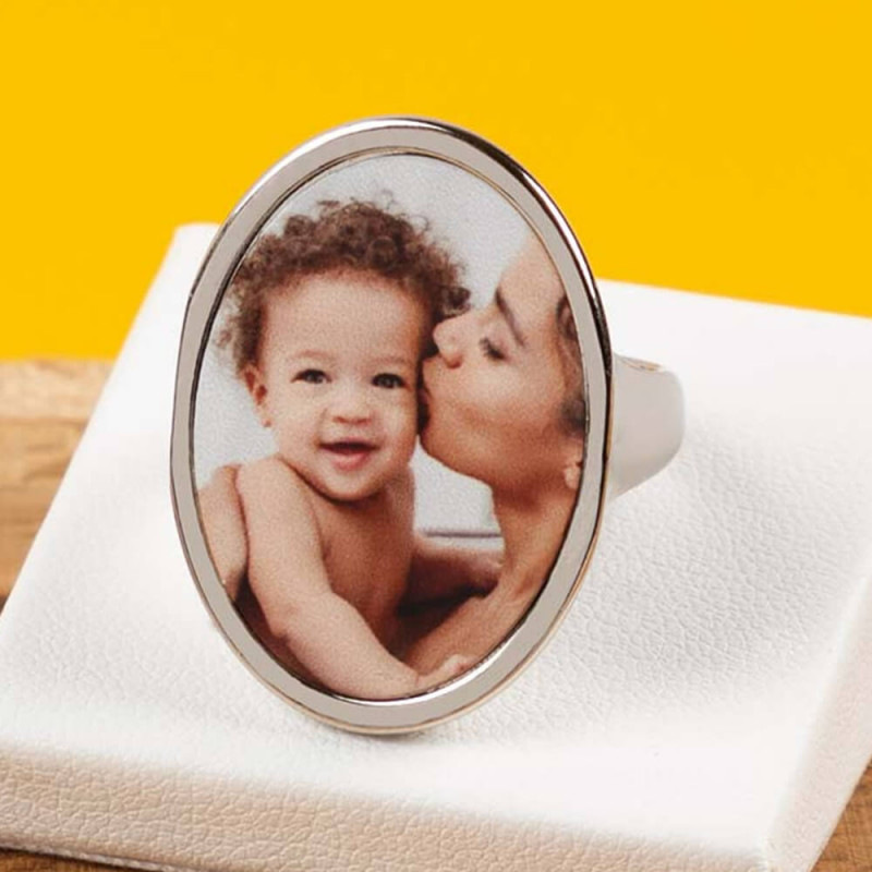 Anello ovale personalizzato con foto