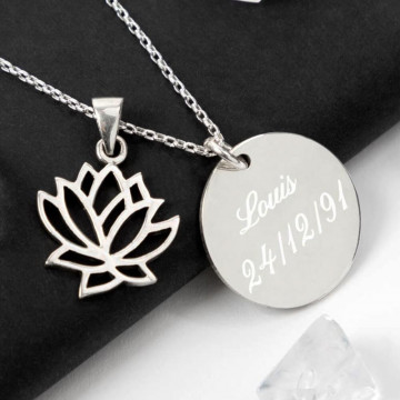 Collana fiore di loto incisa