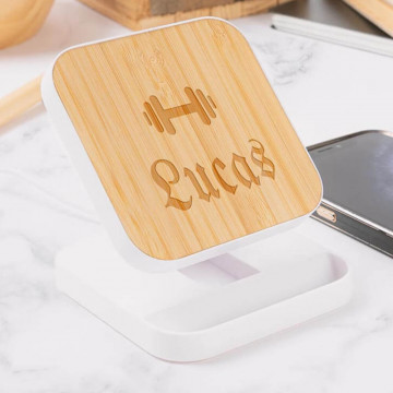 Caricatore wireless in bambù personalizzato