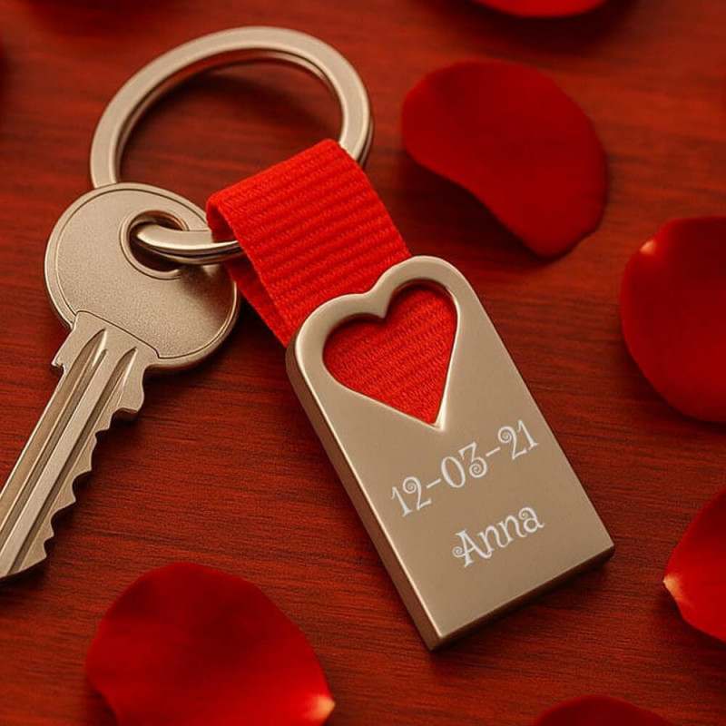 Portachiavi cuore rosso personalizzato