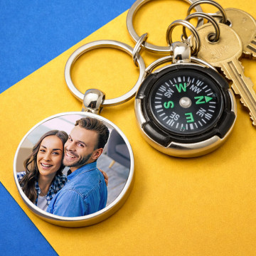 Portachiavi bussola personalizzato con foto