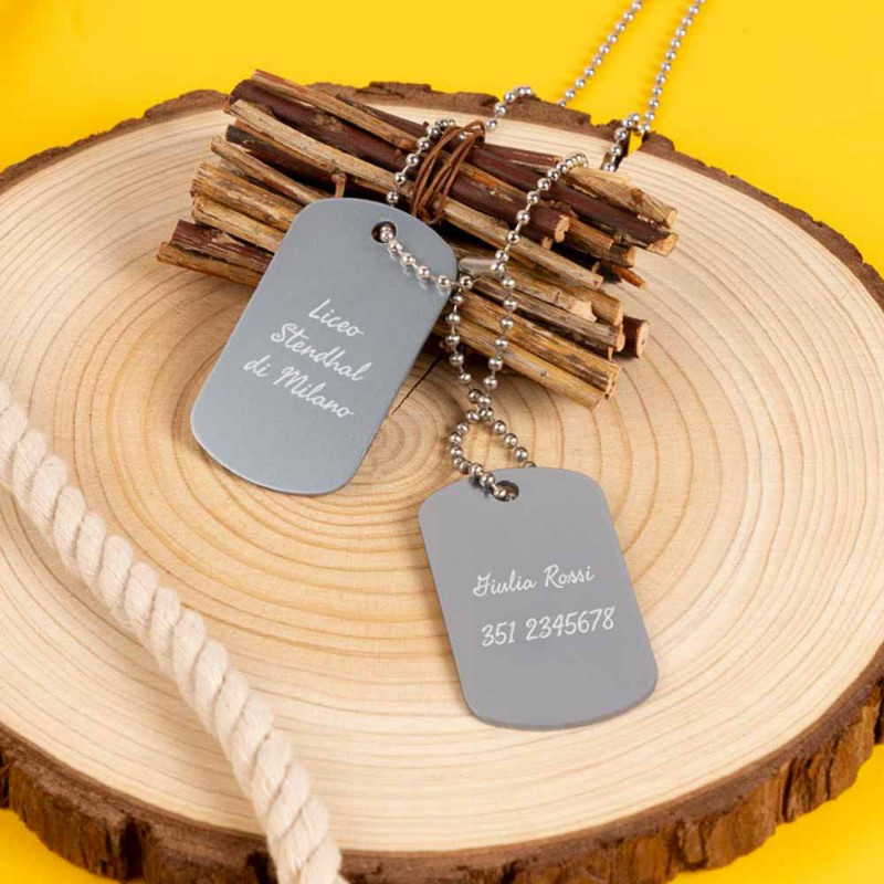 Dog tag doppio personalizzato inciso