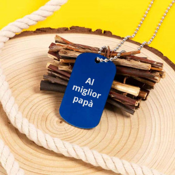 Dog tag blu personalizzato inciso