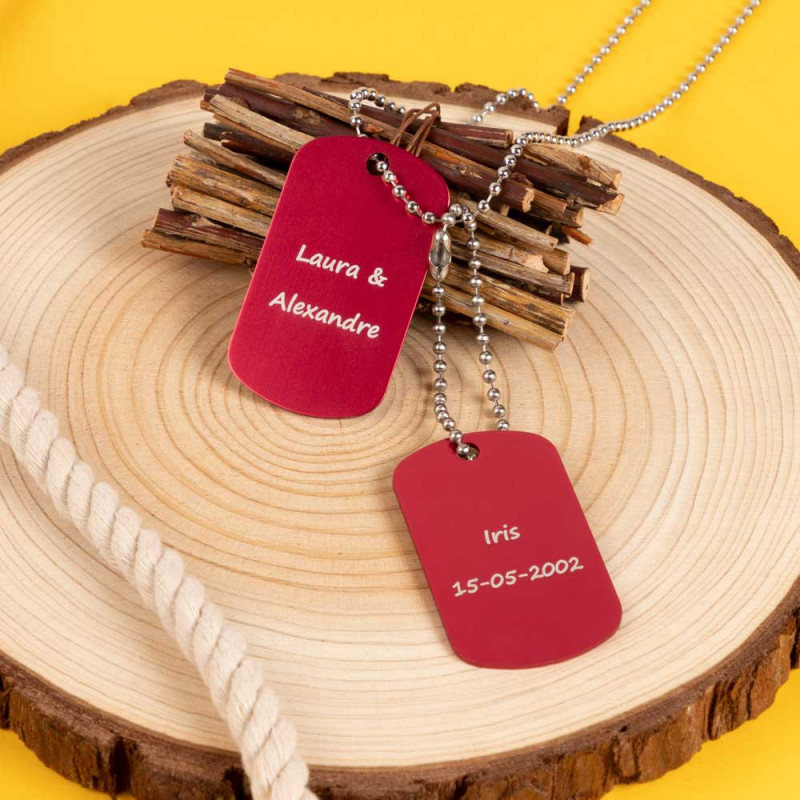 Dog tag doppio rosso personalizzato