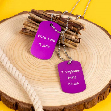 Dog tag doppio viola personalizzato