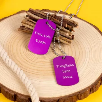 Dog tag doppio viola personalizzato
