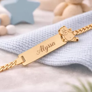 Bracciale bambino orsetto placcato oro